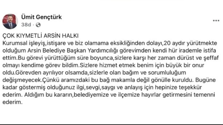 Trabzon'da fla gelime! Belediye Bakan yardmcs istifa etti...