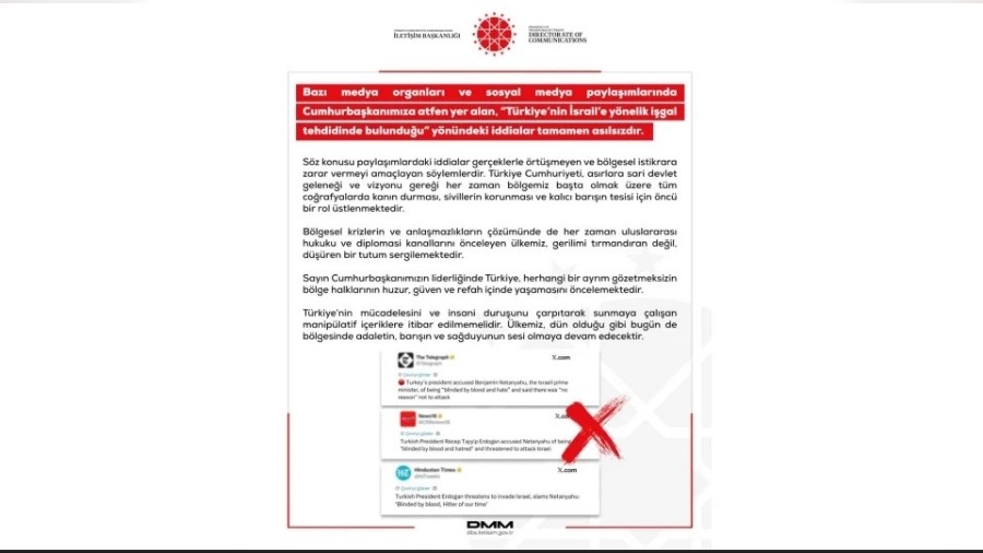 Dezenformasyonla Mücadele Merkezi Açıkladı! "Türkiye'nin İsrail'e..."
