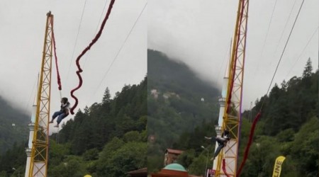 Uzungl'de yrekleri aza getiren kaza! Halat koptu, kadn lmden dnd